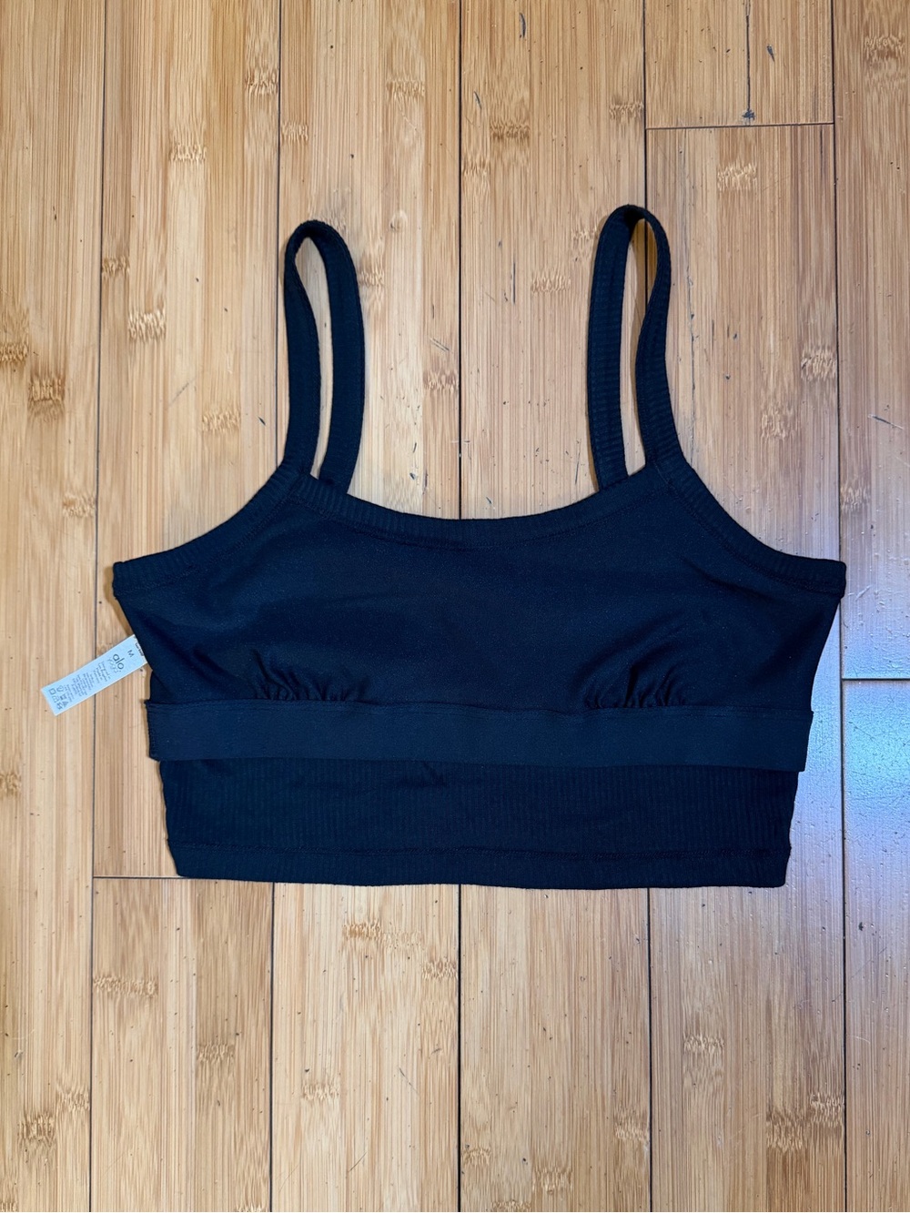Alo Ribbed Crop Whisper Bra Tank Black Size M - Picture 7 of 14